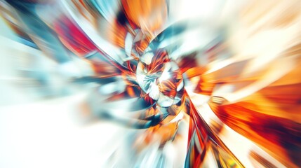 Poster - blur, featuring a kaleidoscope of colors in soft focus. The blurred lines and shapes create a dreamy effect that contrasts with the simplicity of the white background,