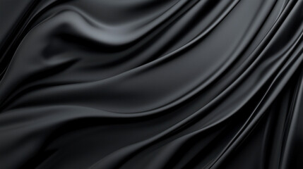 Fototapete - Sleek black fabric with smooth, flowing folds, creating a luxurious and elegant texture, perfect for backgrounds.