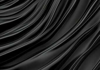 Fototapete - Sleek black fabric with smooth, flowing folds, creating a luxurious and elegant texture, perfect for backgrounds.