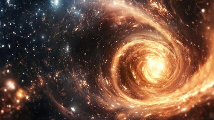 Fototapete - A surreal image of a swirling vortex of stars and cosmic dust, symbolizing the connection between the quantum realm and the vastness of the universe
