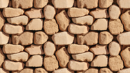 Wall Mural - sandstone brick texture: close-up of light sandstone bricks in soft beige tones, smooth texture, and gentle hues, perfect for desert-inspired or natural-themed designs