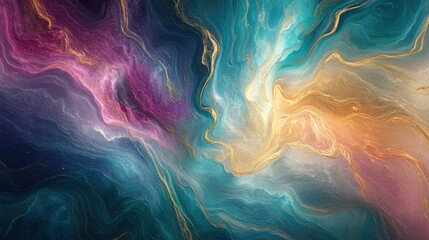 Poster - waves, with flowing lines and vibrant colors creating a sense of rhythm and motion. The composition is filled with swirling patterns that dance across the canvas,
