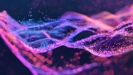 Poster - Dynamic waves in purple and pink swirl, blending smoothly to create an eye-catching and captivating abstract design that draws attention