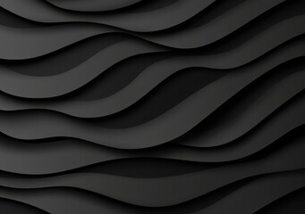 Fototapete - Abstract black layered waves with smooth curves, creating an elegant and modern monochrome design with a 3D effect, ideal for a sophisticated and stylish back