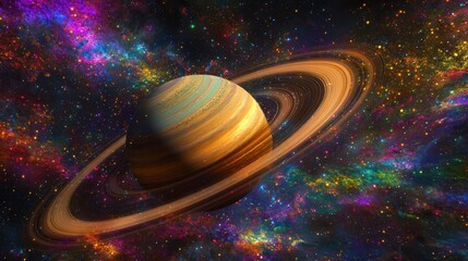 Poster - Incredible images of Saturn Highlighting the colorful rings and colorful atmospheric phenomena.
