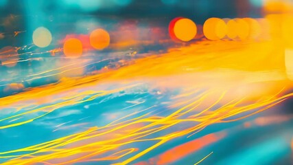 Poster - Swirling light trails create a vibrant display of energy and motion in a bustling urban area at night