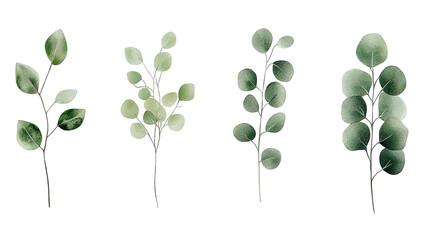 Poster - Green Watercolor Branches With Leaves for Designs Generative AI