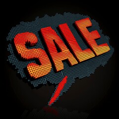 Red and yellow sale text in digital LED screen style