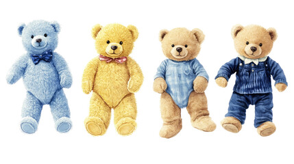 Poster - Watercolor Teddy Bears Collection in Blue for Boys Printable Art Generative AI