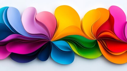 Poster - Colorful paper flower with a rainbow of colors. The flower is made of paper and is very colorful