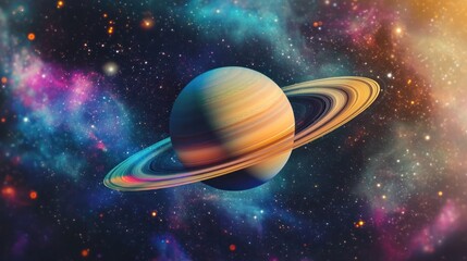 Poster - Saturn amazing phenomenon colorful and powerful swirling clouds