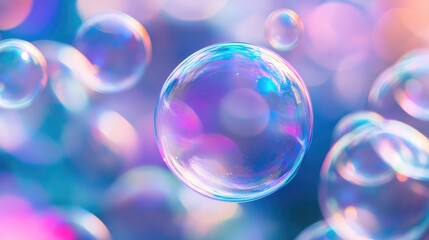 Poster - Vibrant colorful background featuring close up soap bubbles