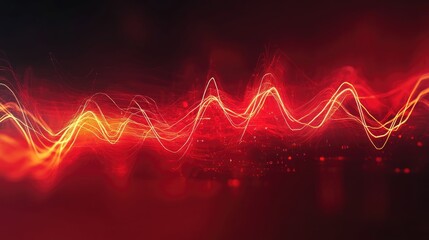 Poster - Abstract background featuring a vibrant red digital heartbeat wave design