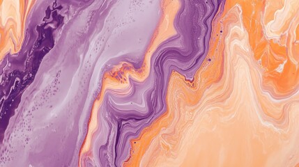 Poster - Abstract marbled texture featuring peach and purple hues