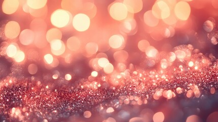 Poster - Rose gold glitter blurred abstract holiday lights in the background
