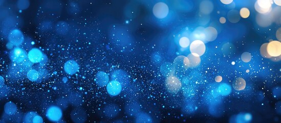 Poster - Abstract Round Bokeh Or Glitter Lights On Blue Background Circles And Defocused Particles