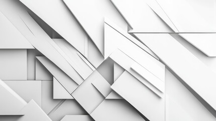 Poster - Abstract 3D white geometric background with overlapping layers