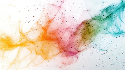 Poster - interconnected by fine lines, creating a network of colors that glimmer against a white background.