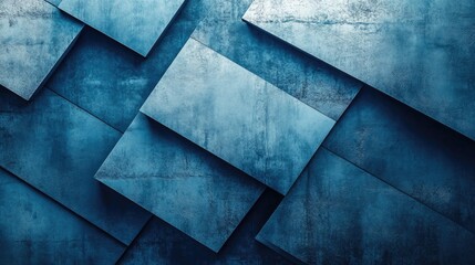 Fototapete - Diverse geometric forms and delicate textures on an abstract blue backdrop ideal for creative business or technology focused visuals
