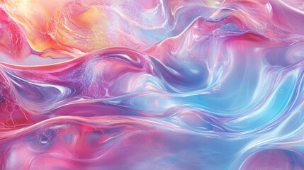 Poster - Abstract wallpaper featuring liquid waves Innovative holographic design crafted using AI technology