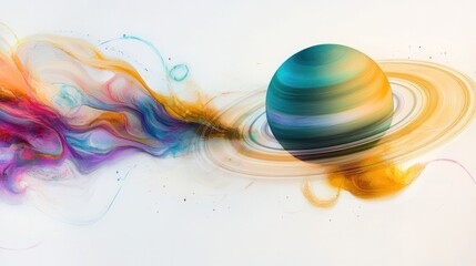 Poster - Saturn amazing phenomenon colorful and powerful swirling clouds