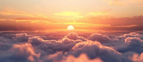 Poster - Sun Peeking Over The Clouds At Sunrise Blurred Abstract