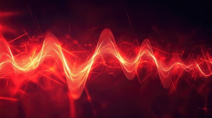 Poster - Abstract background featuring a vibrant red digital heartbeat wave design