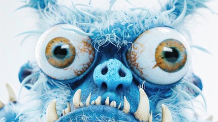 Poster - A close-up shot of a blue creature's face with large eyes
