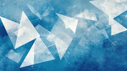 Poster - Contemporary abstract design featuring a blue backdrop with white rhombus shaped elements