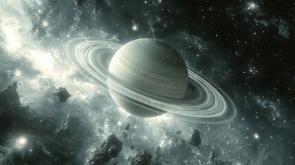 Poster - Saturn amazing phenomenon colorful and powerful swirling clouds
