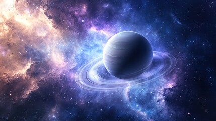 Poster - Saturn amazing phenomenon colorful and powerful swirling clouds