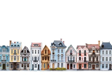 Poster - A row of colorful houses on a white background