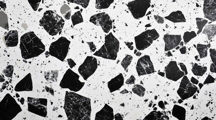 Poster - Gray and black terrazzo wall texture featuring granite on a white background