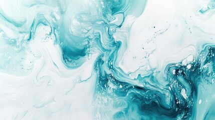 Poster - High resolution abstract banner featuring a marbled background with white aquamarine and turquoise textures reminiscent of Carrara marble