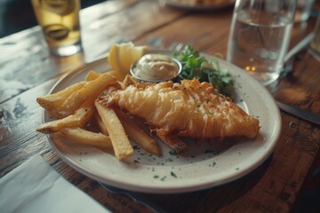 Poster - A delicious fish and chips meal on a plate