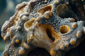 Poster - Close-up view of a piece of art displayed on a tree, ideal for use in nature-inspired designs and concepts