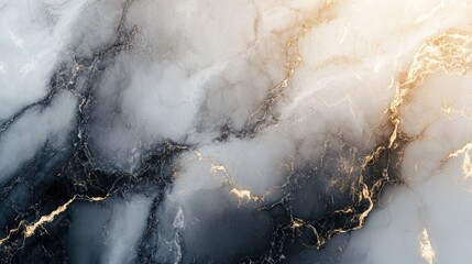 Poster - Warm light illuminating a textured background of white and black marble stone