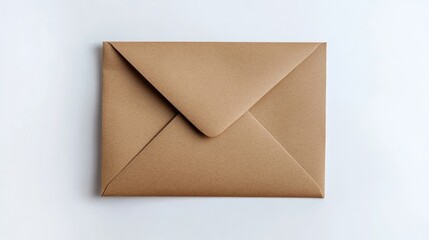 Blank brown envelope on a white background with ample photo style copy space. This blank brown envelope provides a versatile option for various mailing or packaging needs.