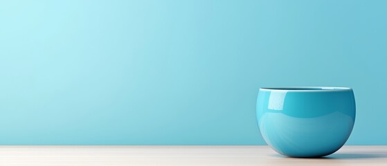 Wall Mural -  A blue vase atop a table, adjacent to a blue wall, with a blue background behind it