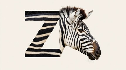 Poster - A zebra stands next to the letter Z, providing a unique and colorful combination