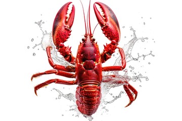 Poster - A close-up of a red lobster surrounded by water splashes