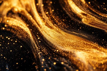Poster - A detailed view of the shiny surface of gold, suitable for use in designs related to luxury, jewelry or finance