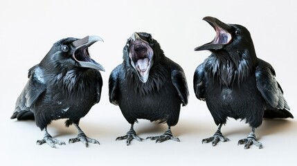Poster - Black Crows Vocalizing Loudly During the Early Morning in the Park Generative AI