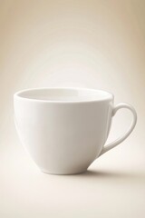 Aufkleber - A single white cup placed on a table, suitable for use in various settings such as coffee shop, kitchen or office
