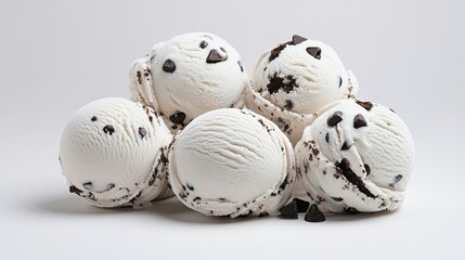 Poster - Indulgent Chocolate Chip Cookie Cream Ice Cream Scoops Piled High Generative AI
