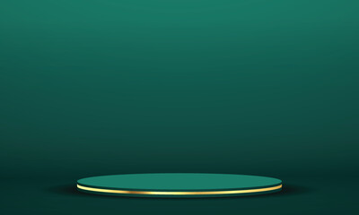 Poster - abstract modern dark green display podium stage with copy space for you design