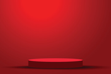 Poster - abstract modern dark red display podium stage with copy space for you design background