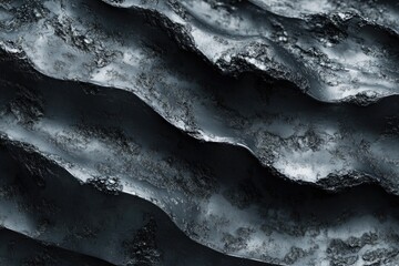 Poster - A black and white photo of waves crashing on the ocean shore