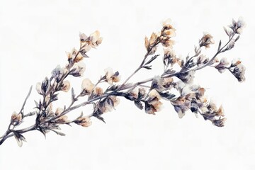 Poster - A delicate watercolor illustration of a single plant branch