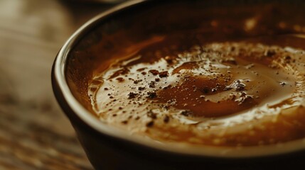 Poster - A close-up shot of a cup of coffee on a table, ideal for use in food, beverage or lifestyle editorial content